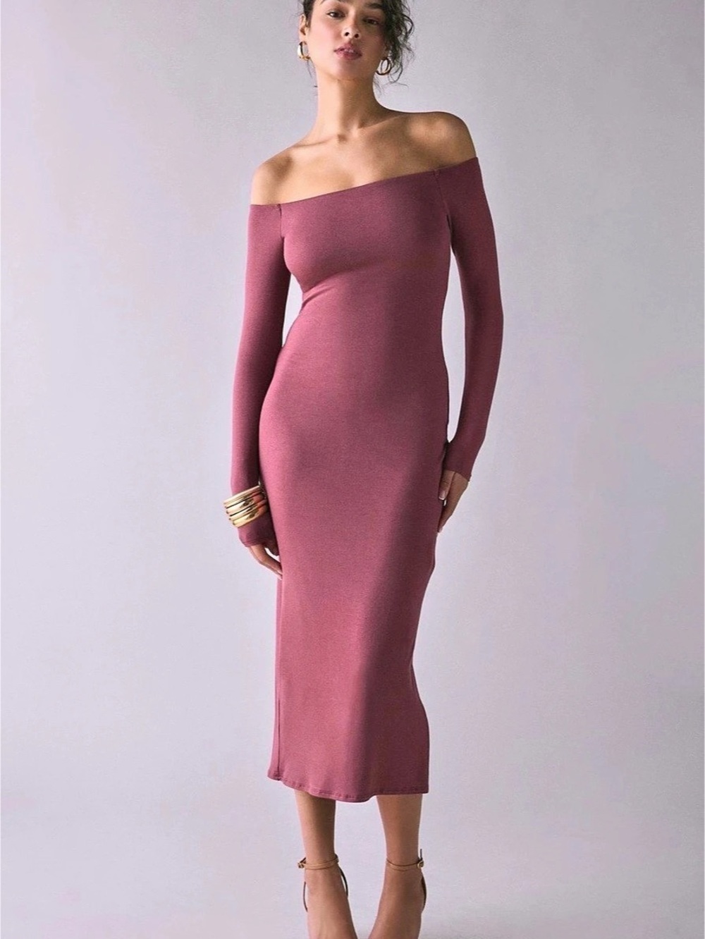 Urban Outfitters Off-Shoulder Midi Dress in Pink Size XL NWOT